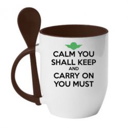Чашка с ложкой Calm you shall keep - PrintSalon