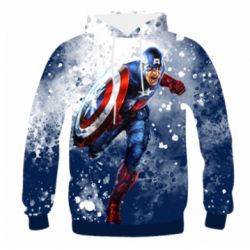 Мужское 3D худи Captain America and splashes - PrintSalon