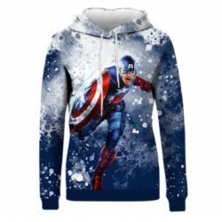 Жіноче 3D худі Captain America and splashes-PrintSalon Жіноче 3D худі Captain America and splashes