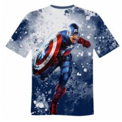 Мужская футболка 3D Captain America and splashes - PrintSalon