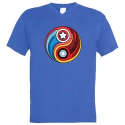 Чоловіча футболка з V-подібним вирізом Captain America & Iron Man - PrintSalon