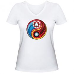 Жіноча футболка з V-подібним вирізом Captain America & Iron Man - PrintSalon