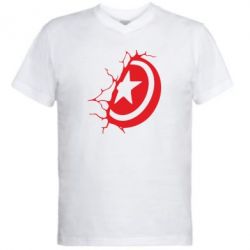 Чоловіча футболка з V-подібним вирізом Captain America shield - PrintSalon