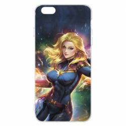 Чехол для iPhone 6 Plus/6S Plus Captain marvel art background space - PrintSalon