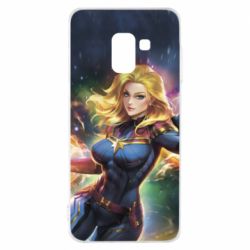 Чехол для Samsung A8 2018 Captain marvel art background space