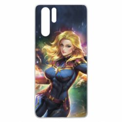 Чехол для Huawei P30 Pro Captain marvel art background space - PrintSalon