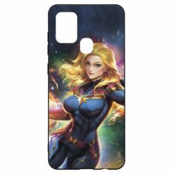 Чехол для Samsung A21s Captain marvel art background space - PrintSalon