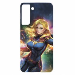 Чехол для Samsung S21 Captain marvel art background space - PrintSalon