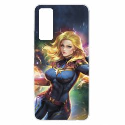 Чехол для Huawei P Smart 2021 Captain marvel art background space - PrintSalon