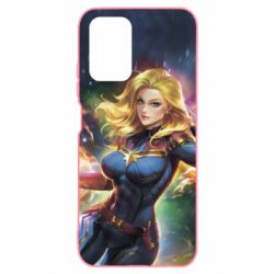 Чехол для Xiaomi Redmi Note 10 Captain marvel art background space - PrintSalon