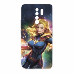 Чехол для Xiaomi Redmi 9 Captain marvel art background space - PrintSalon