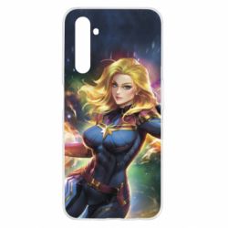 Чехол для Realme 6 Captain marvel art background space - PrintSalon