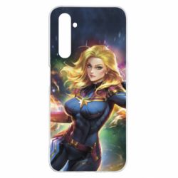 Чехол для Realme 6 Pro Captain marvel art background space - PrintSalon