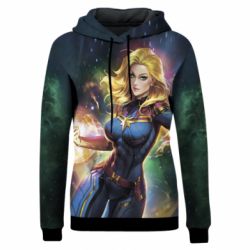 Жіноче 3D худі Captain marvel art background space-PrintSalon Жіноче 3D худі Captain marvel art background space