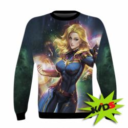 Детский 3D свитшот Captain marvel art background space - PrintSalon