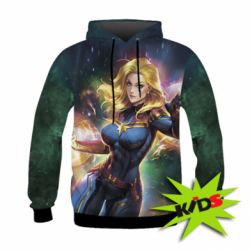 Детское 3D худи Captain marvel art background space-PrintSalon Детское 3D худи Captain marvel art background space