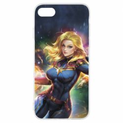 Чехол для iPhone 7 Captain marvel art background space - PrintSalon