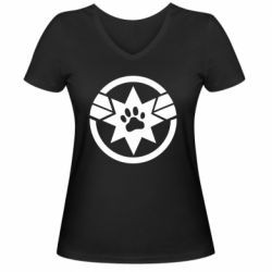 Жіноча футболка з V-подібним вирізом Captain Marvel's Cat - PrintSalon