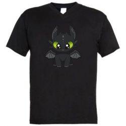 Мужская футболка  с V-образным вырезом Cartoon cute dragon - PrintSalon