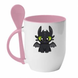 Чашка с ложкой Cartoon cute dragon - PrintSalon