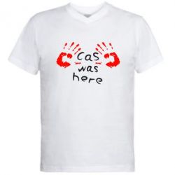 Чоловіча футболка з V-подібним вирізом Cas was here - PrintSalon