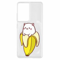 Чехол для Samsung S21 Ultra Cat and Banana - PrintSalon