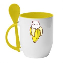 Чашка с ложкой Cat and Banana - PrintSalon