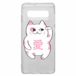 Чехол для Samsung S10+ Cat and hieroglyphs - PrintSalon