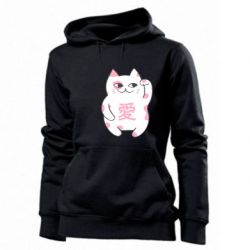 Женское худи Cat and hieroglyphs - PrintSalon