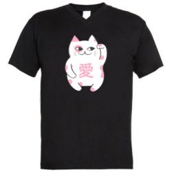 Мужская футболка  с V-образным вырезом Cat and hieroglyphs - PrintSalon