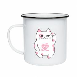 Кружка эмалированная Cat and hieroglyphs - PrintSalon