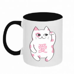 Чашка двухцветная 320ml Cat and hieroglyphs - PrintSalon