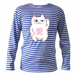 Тельняшка с длинным рукавом Cat and hieroglyphs - PrintSalon