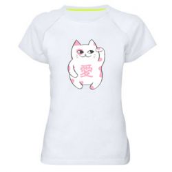 Женская футболка для спорта Cat and hieroglyphs - PrintSalon