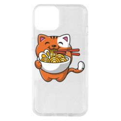 Чехол для iPhone 14 Cat and Ramen