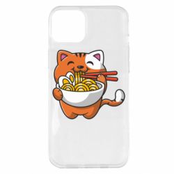 Чехол для iPhone 14 Plus Cat and Ramen - PrintSalon