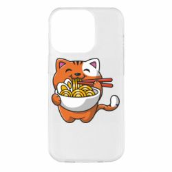 Чехол для iPhone 14 Pro Cat and Ramen - PrintSalon