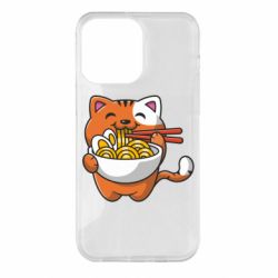 Чехол для iPhone 14 Pro Max Cat and Ramen - PrintSalon