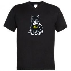 Мужская футболка  с V-образным вырезом Cat Batman - PrintSalon