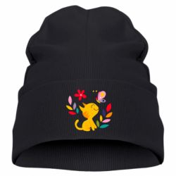 Детская шапка Cat, Flowers and Butterfly - PrintSalon