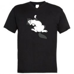 Чоловіча футболка з V-подібним вирізом Cat relishes - PrintSalon