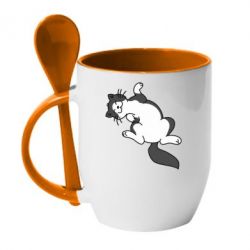 Чашка з ложкою Cat relishes - PrintSalon