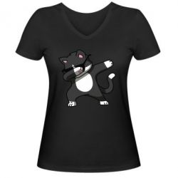 Женская футболка с V-образным вырезом Cat SWAG - PrintSalon