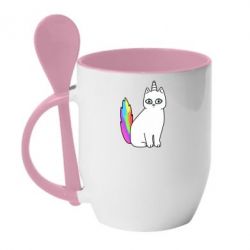 Чашка с ложкой Cat Unicorn - PrintSalon