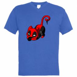 Мужская футболка  с V-образным вырезом Cat with a grenade - PrintSalon