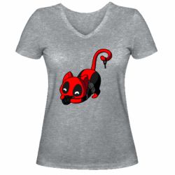 Женская футболка с V-образным вырезом Cat with a grenade - PrintSalon