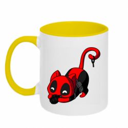 Чашка двухцветная 320ml Cat with a grenade - PrintSalon