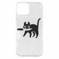 Чехол для iPhone 14 Cat with a knife