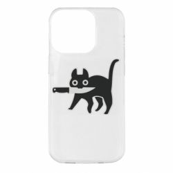 Чехол для iPhone 14 Pro Cat with a knife