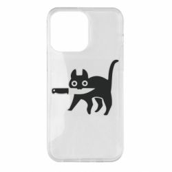 Чехол для iPhone 14 Pro Max Cat with a knife